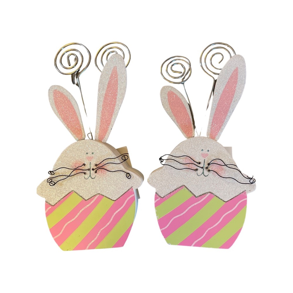 2 Bunny Photo Holders Clip NWT